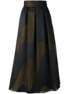 Si Jay Waved Stripe Midi Skirt, Women's, Size: 42, Black, Polyester/cotton/nylon
