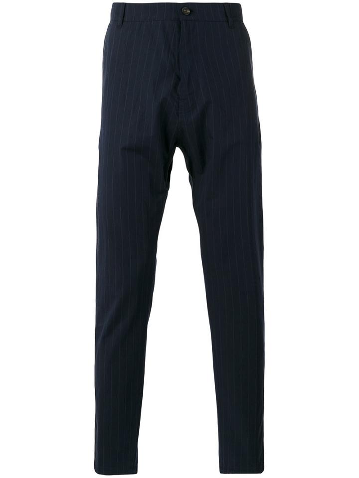Antonio Marras Pinstripe Tapered Trousers, Men's, Size: 50, Blue, Cotton/virgin Wool