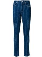 Msgm Distressed Stripe Skinny Jeans - Blue