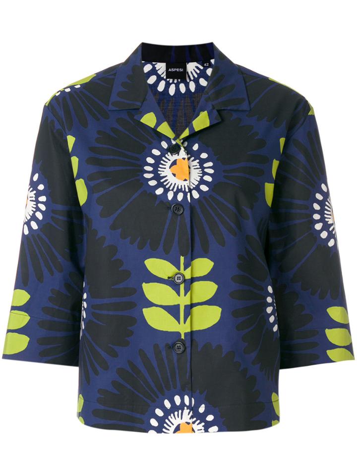 Aspesi Printed Button Shirt - Blue