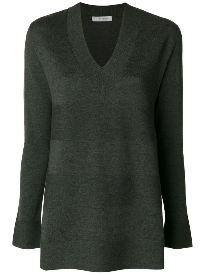 D.exterior V-neck Jumper - Green