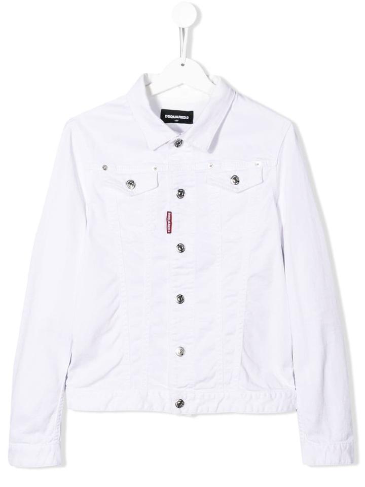Dsquared2 Kids Teen Denim Shirt Jacket - White