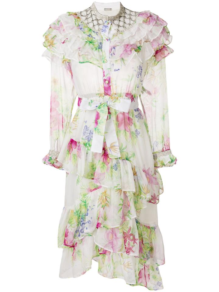 Dodo Bar Or Floral Print Ruffle Tiered Dress - White