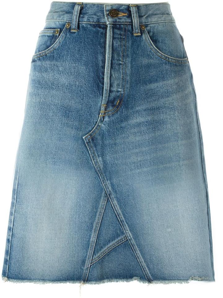 Saint Laurent A-line Denim Skirt - Blue