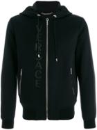 Versace Leather Logo Hooded Sweatshirt - Black