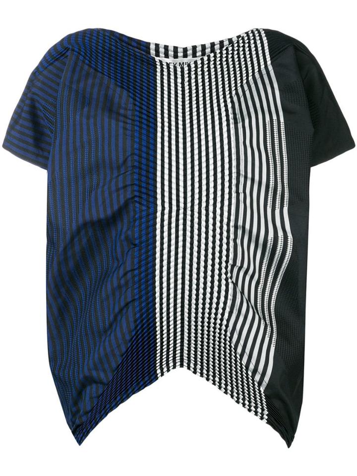 Issey Miyake Striped Asymmetric T-shirt - Blue