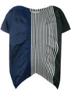 Issey Miyake Striped Asymmetric T-shirt - Blue