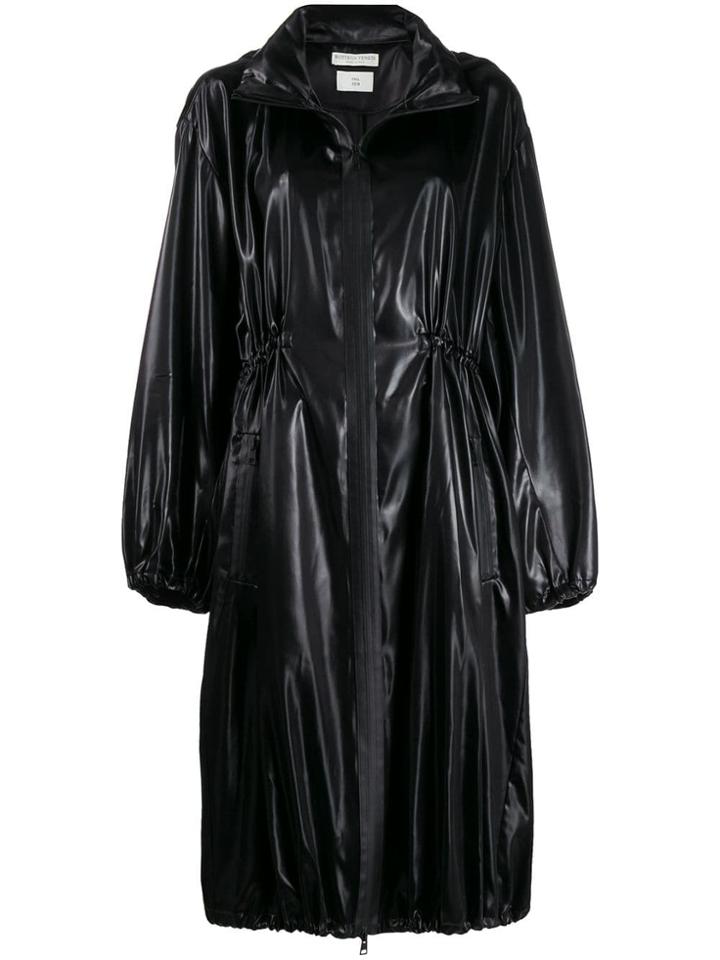 Bottega Veneta Hooded Soft Shell Fabric Coat - Black