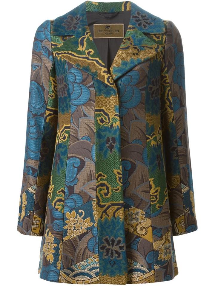 Etro Short Jacquard Coat, Women's, Size: 46, Viscose/acetate