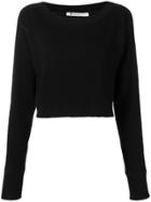 T By Alexander Wang Cropped Boat Neck Jumper - Black