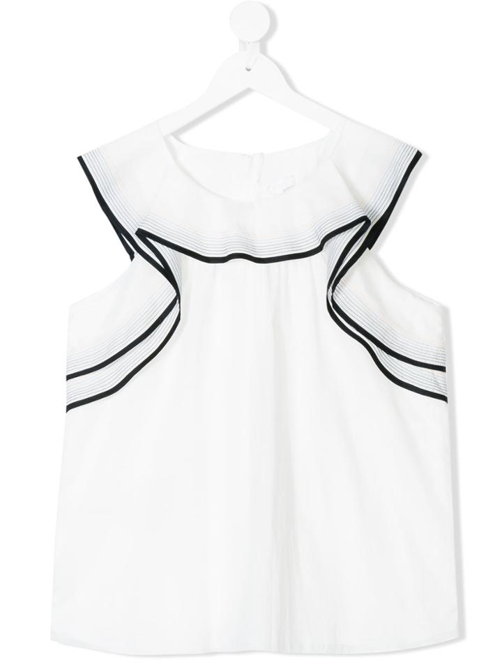 Chloé Kids Ruffled Sailor Blouse - White