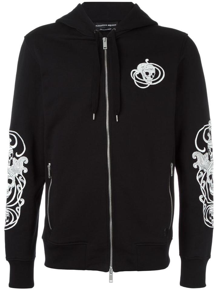 Alexander Mcqueen Skull Embroidered Hoodie, Men's, Size: Small, Black, Cotton/polyester