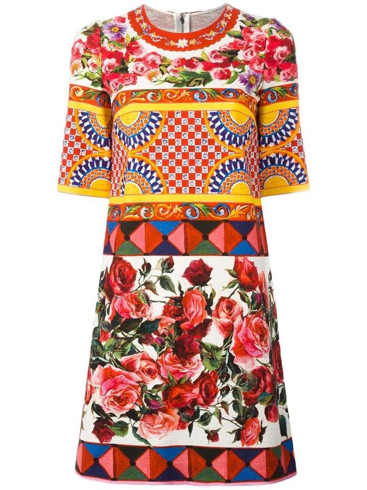Dolce & Gabbana Mambo Print Brocade Dress, Women's, Size: 44, Cotton/spandex/elastane