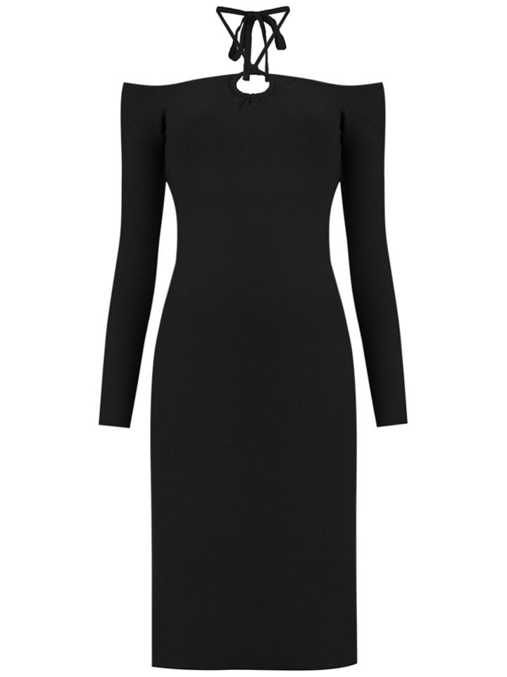 Nk Cold Shoulder Midi Dress - Black