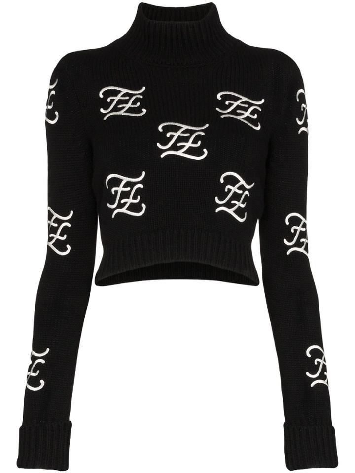 Fendi Caligraphy Turtleneck Jumper - Black