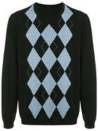 Ports V Argyle Sweater - Black