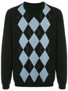 Ports V Argyle Sweater - Black