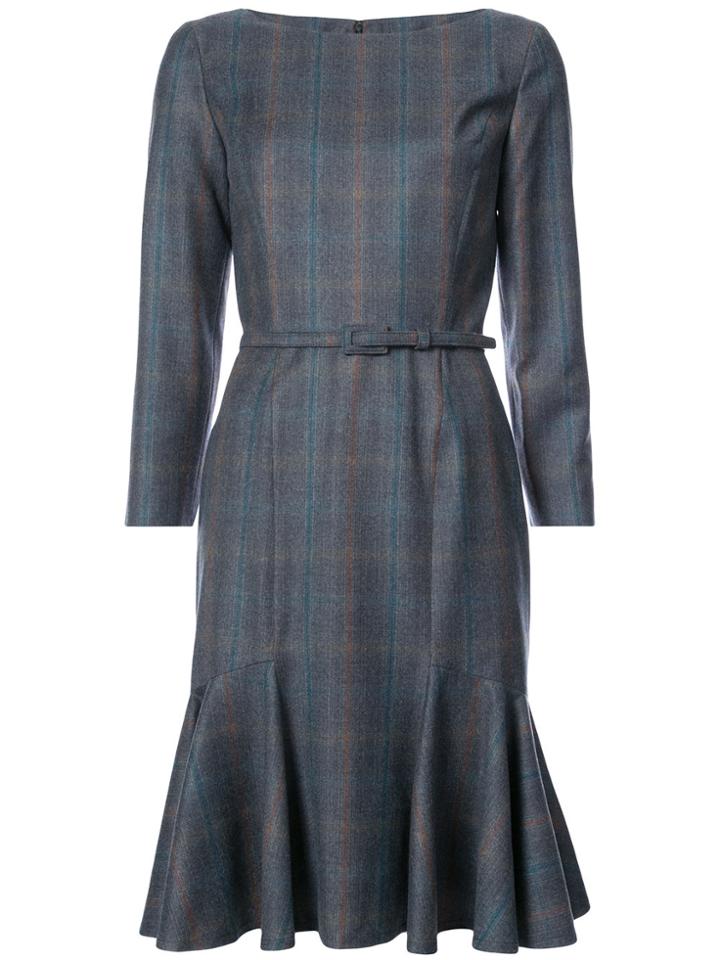 Carolina Herrera Plaid Flared Dress - Grey