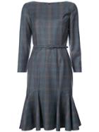 Carolina Herrera Plaid Flared Dress - Grey
