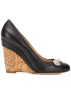 Chanel Vintage Cork Wedge Pumps - Black