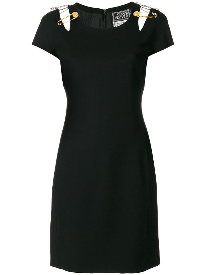 Versace Vintage Safety Pin Dress - Black