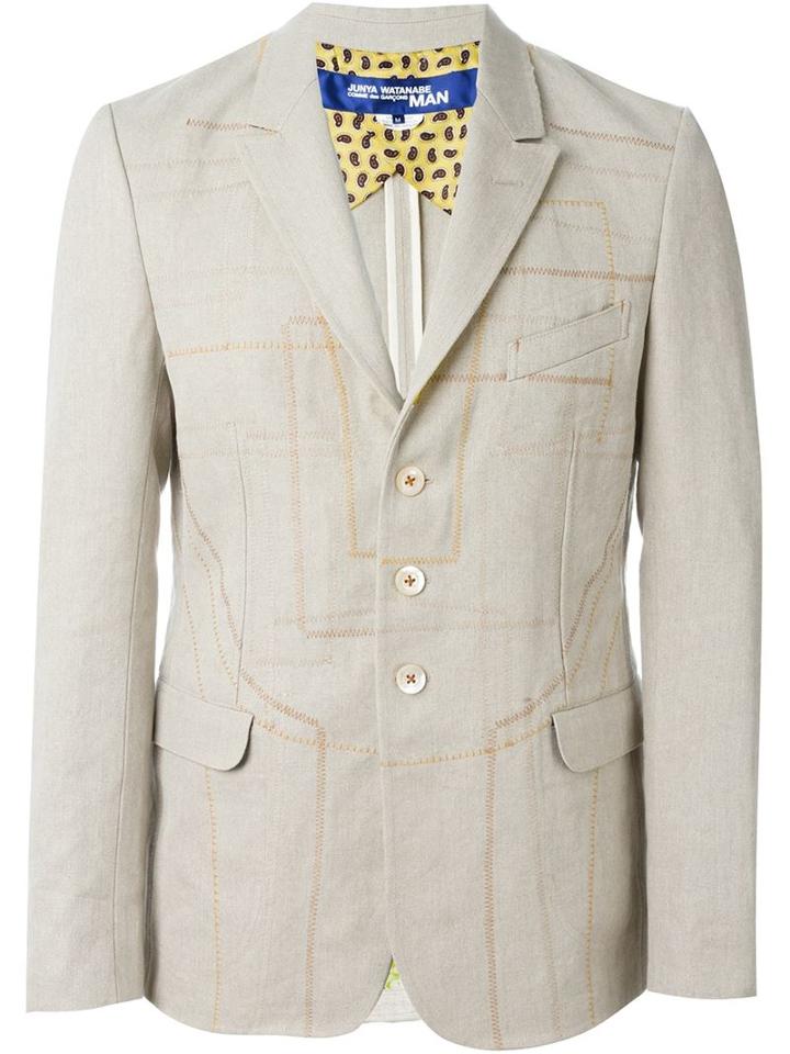 Junya Watanabe Comme Des Garçons Man Stitch Detail Blazer, Men's, Size: Large, Nude/neutrals, Cotton/linen/flax/other Fibres