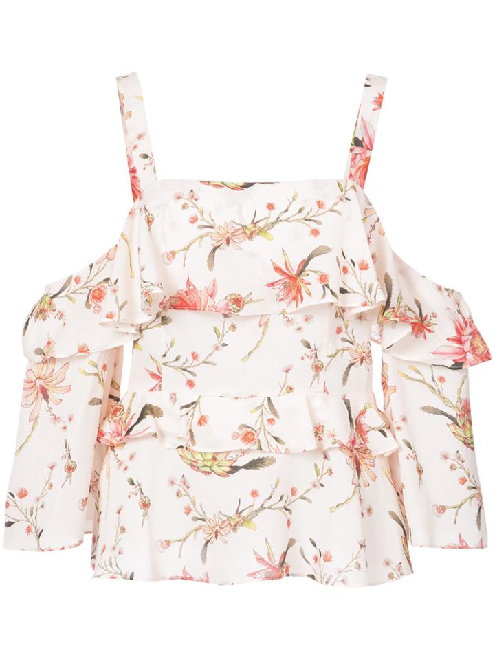 Rachel Zoe Cold-shoulder Floral Top - Pink & Purple