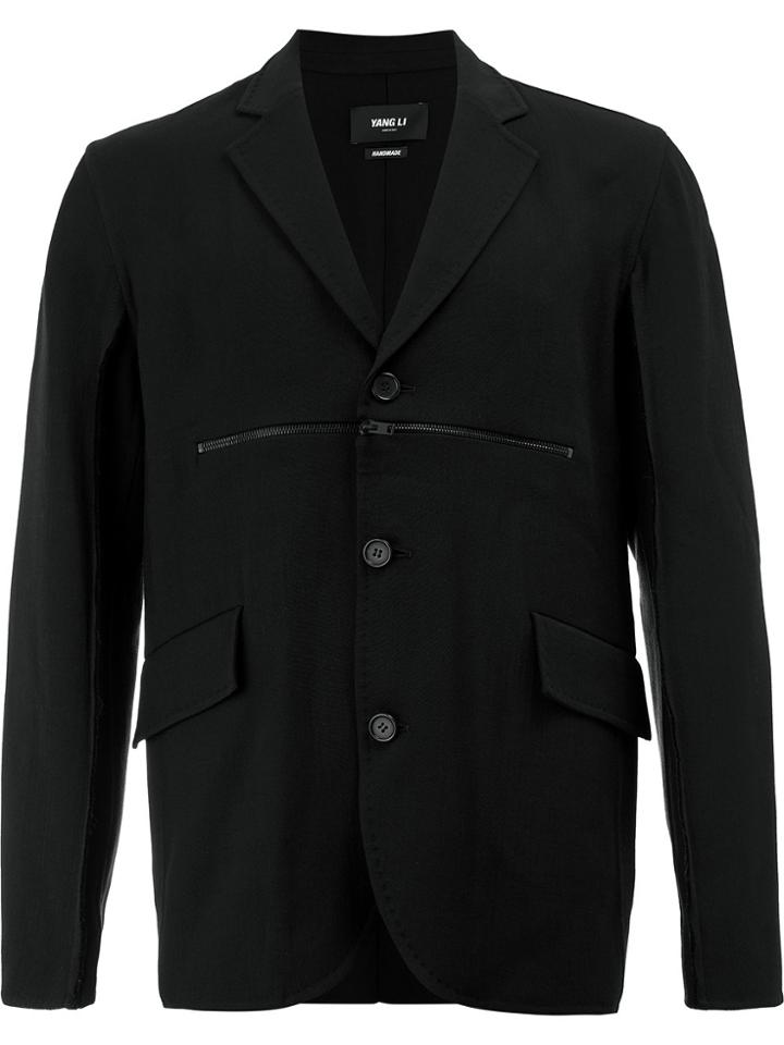 Yang Li Zipped Chest Blazer - Black