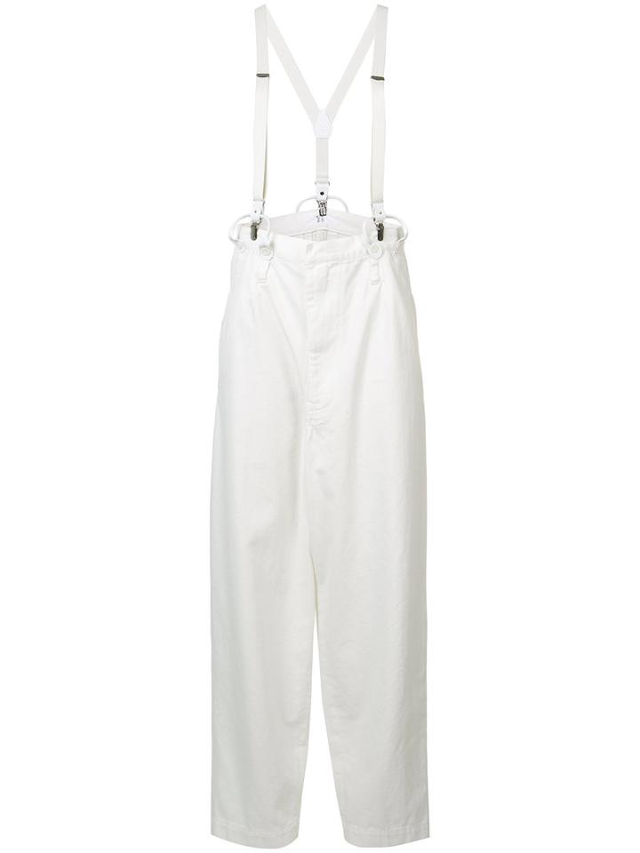 Y's - Denim Suspender Trousers - Women - Cotton - 2, White, Cotton