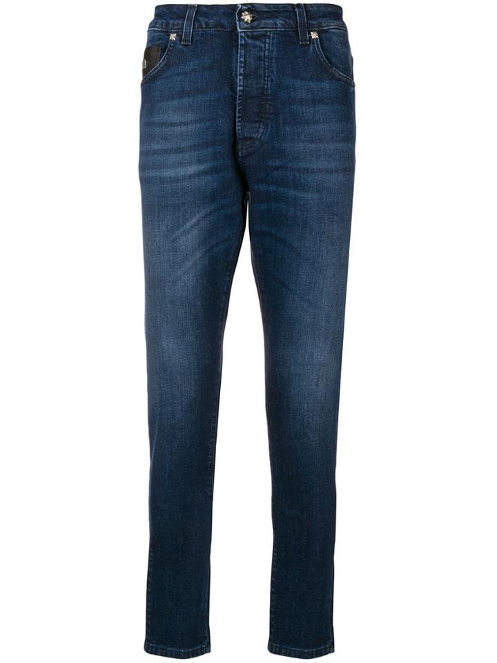 John Richmond Boyfriend Skinny Logo Jeans - Blue