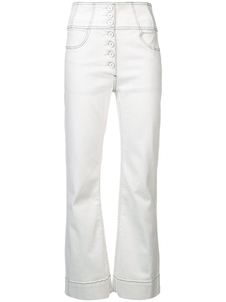 Ulla Johnson Contrast Stitch Flared Jeans - White