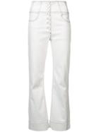 Ulla Johnson Contrast Stitch Flared Jeans - White
