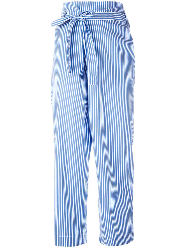 P.a.r.o.s.h. - Striped Cropped Trousers - Women - Cotton/polyamide/spandex/elastane - Xs, Women's, Blue, Cotton/polyamide/spandex/elastane