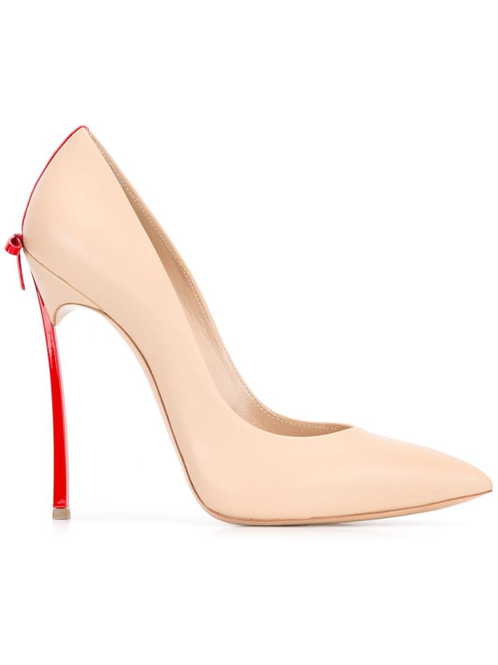 Casadei Blade Bow Detail Pumps - Nude & Neutrals