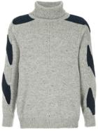 Coohem Contrast Sleeve Cable Knit Sweater - Grey