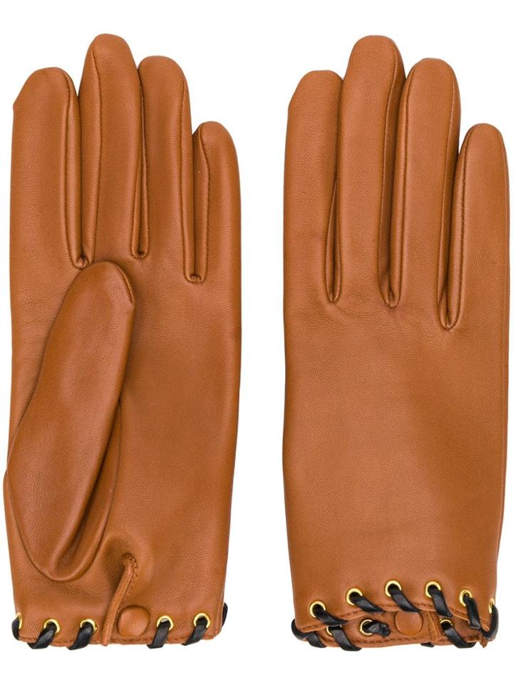 Agnelle Leather Gloves - Brown