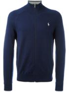 Polo Ralph Lauren Embroidered Logo Zip Up Cardigan, Men's, Size: Large, Blue, Cotton