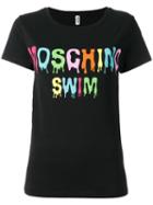 Moschino Swim Logo Print T-shirt, Women's, Size: Small, Black, Cotton