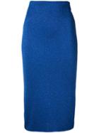 Laneus - Metallic Pencil Skirt - Women - Nylon/polyester/viscose - 44, Blue, Nylon/polyester/viscose