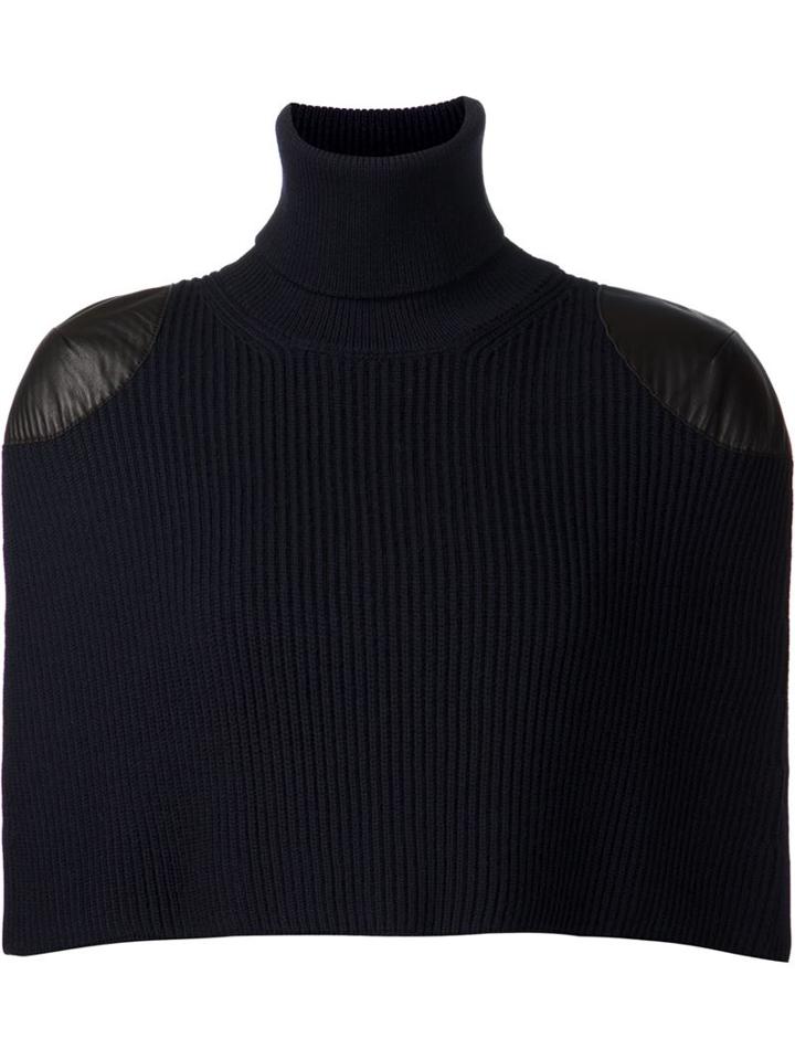 Maison Margiela Cropped Sheath Sweater, Women's, Size: Large, Blue, Leather/wool