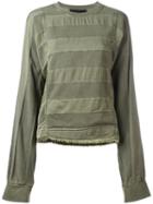 Haider Ackermann Cut Stripes Longsleeved T-shirt, Women's, Size: Medium, Green, Cotton/viscose