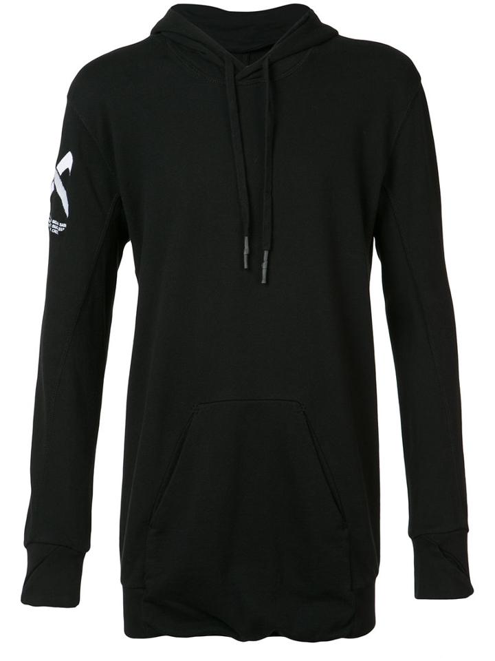 11 By Boris Bidjan Saberi Draped Neck Hoodie, Men's, Size: Large, Black, Cotton