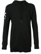 11 By Boris Bidjan Saberi Draped Neck Hoodie, Men's, Size: Large, Black, Cotton
