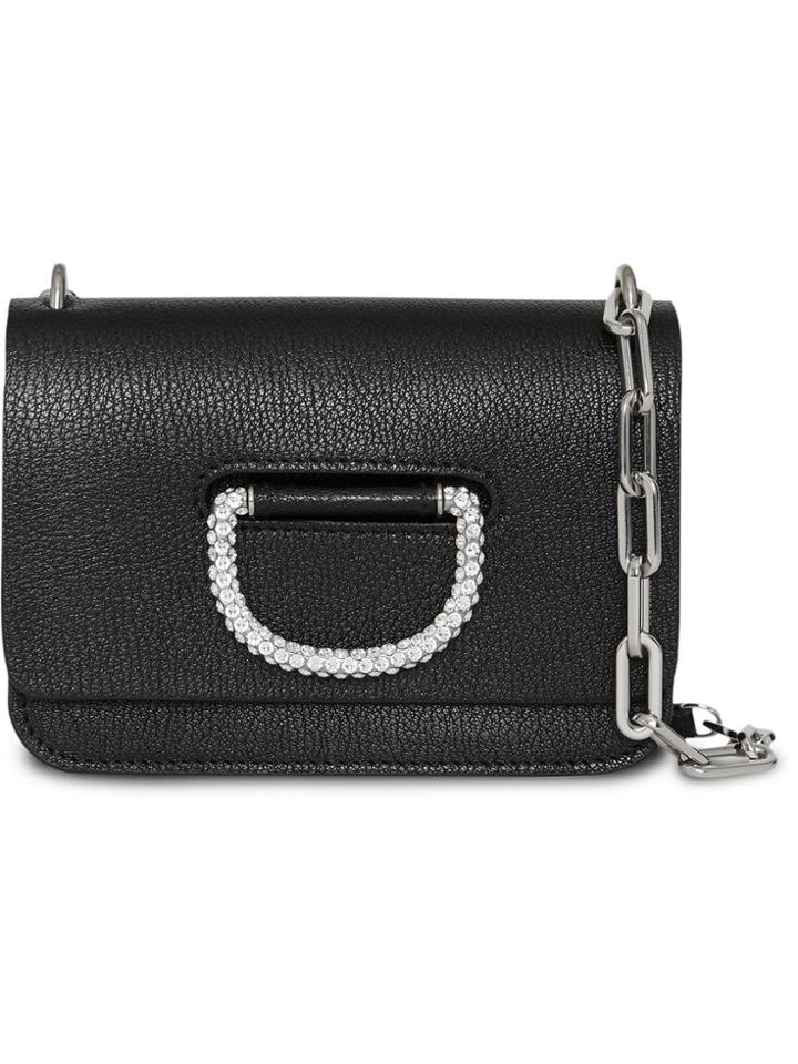 Burberry The Mini Leather Crystal D-ring Bag - Black