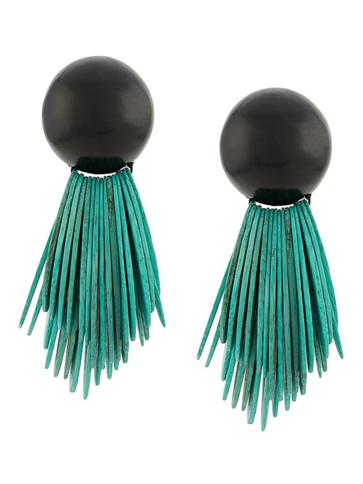 Monies Oversized Clip Earrings - Green