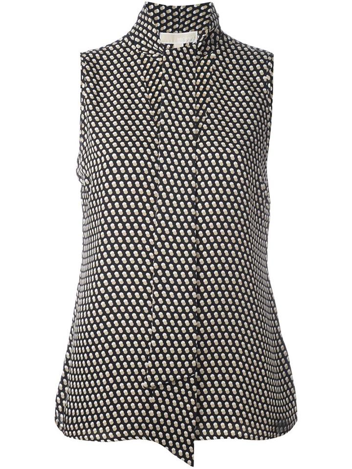Michael Michael Kors Dots Print Sleeveless Blouse, Women's, Size: 6, Black, Silk