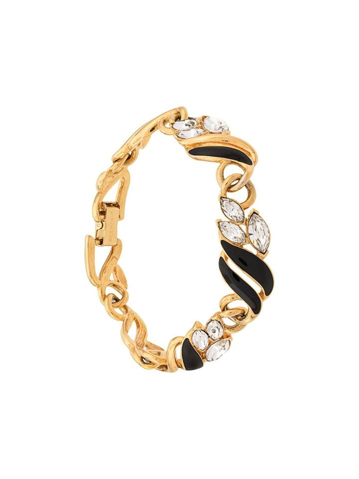 Susan Caplan Vintage 1980s Trifari Crystal Bracelet - Gold