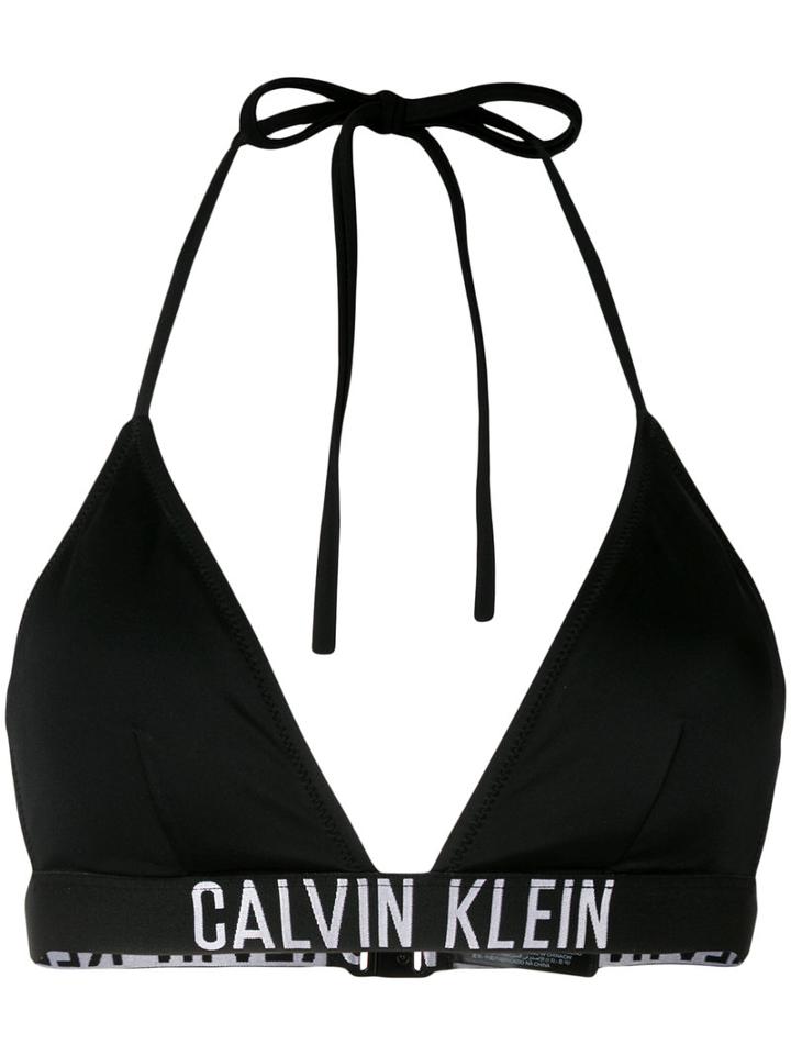 Calvin Klein Jeans - Halter Triangle Bikini Top - Women - Polyamide/polyester/spandex/elastane - M, Black, Polyamide/polyester/spandex/elastane