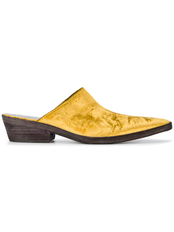 Haider Ackermann Crushed Velvet Mules - Yellow & Orange
