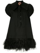 Nº21 Ostrich Feather Trim Mini Dress - Black